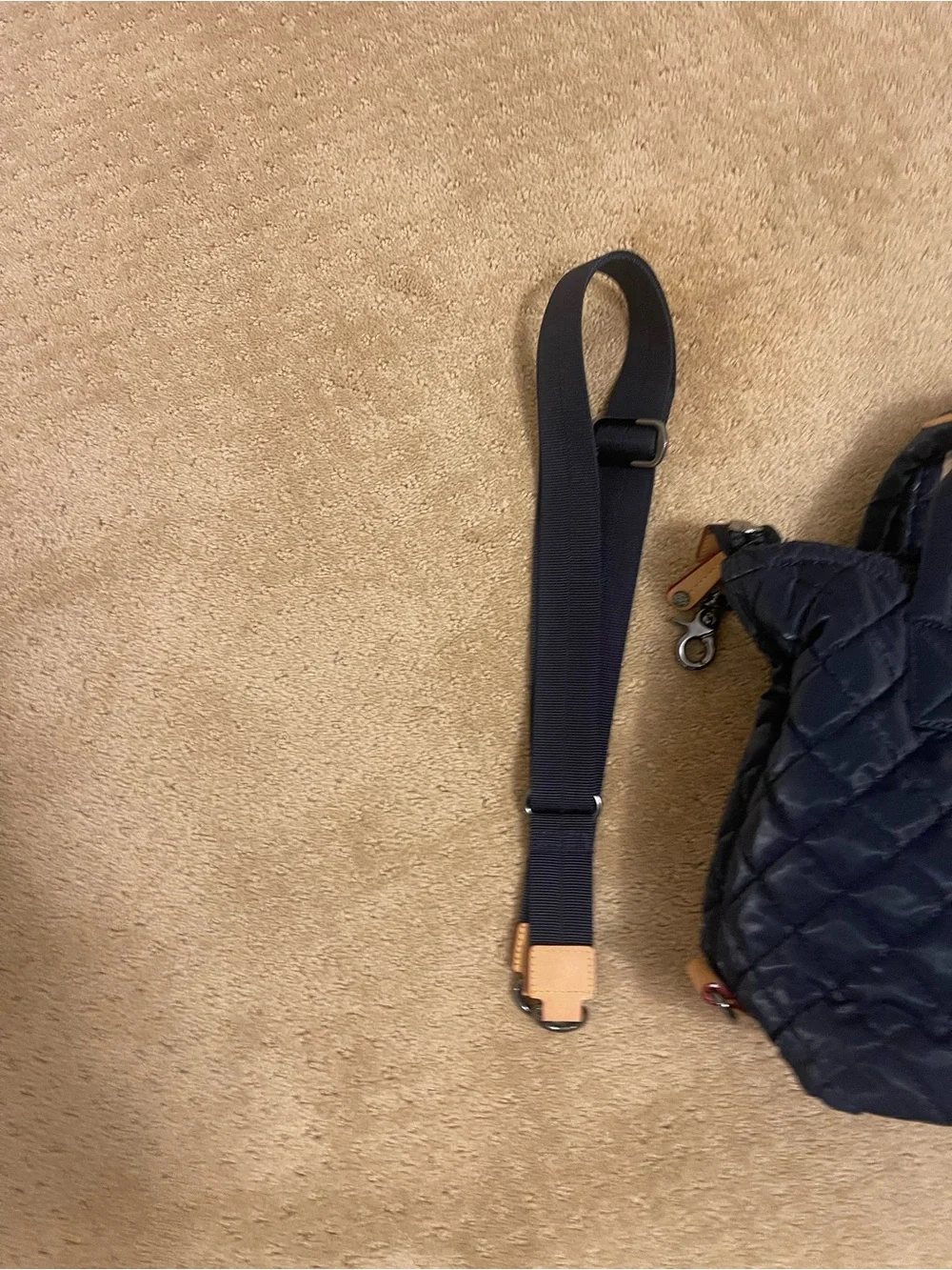 MZ Wallace Quilted Sutton Small Navy Patent Tote with Leather Trim New WOut Tags - Picture 3 of 10